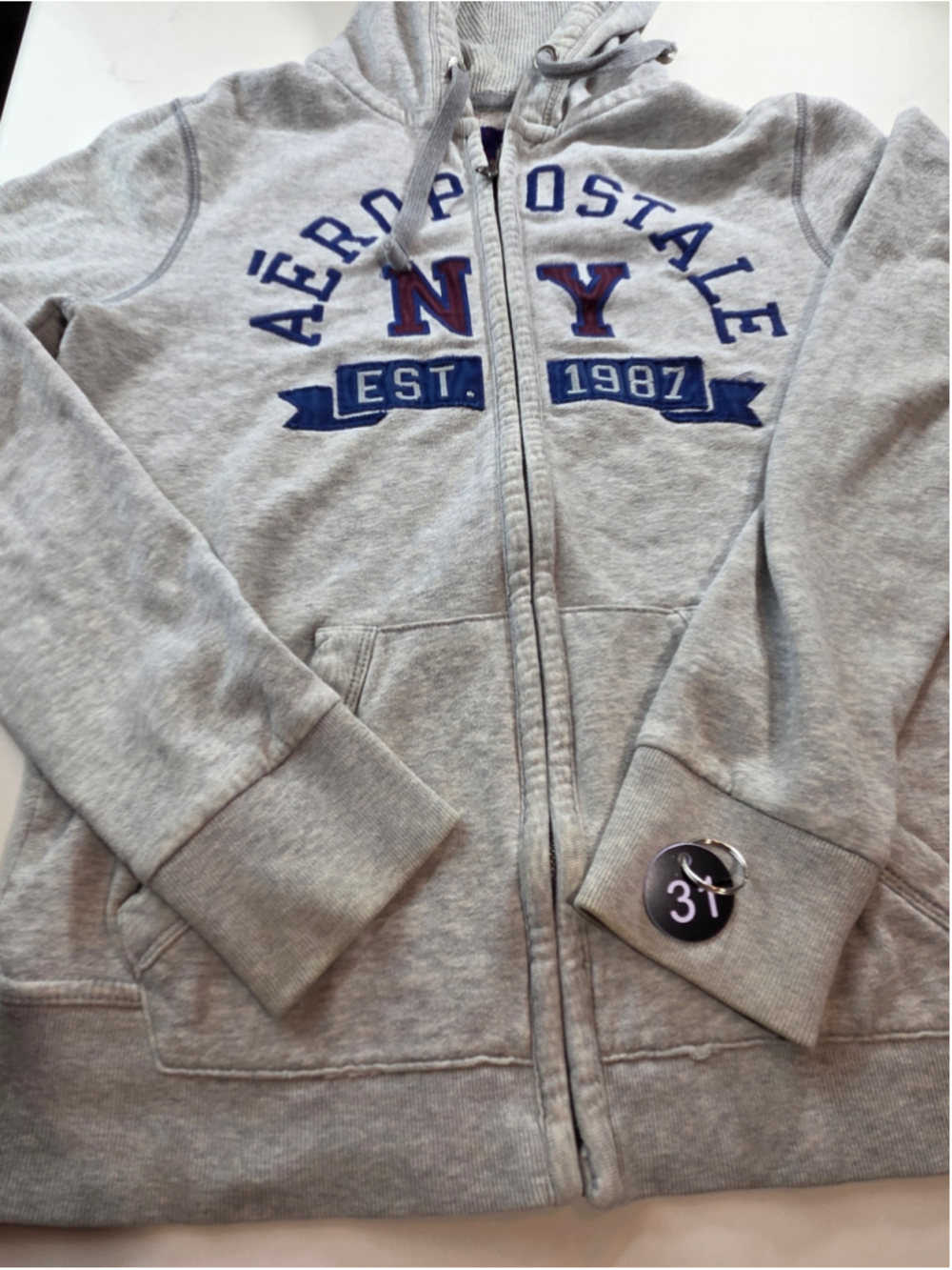 Women's Aeropostale Zip-Up Hoodie Grey Blue Size XS Extra Small #31